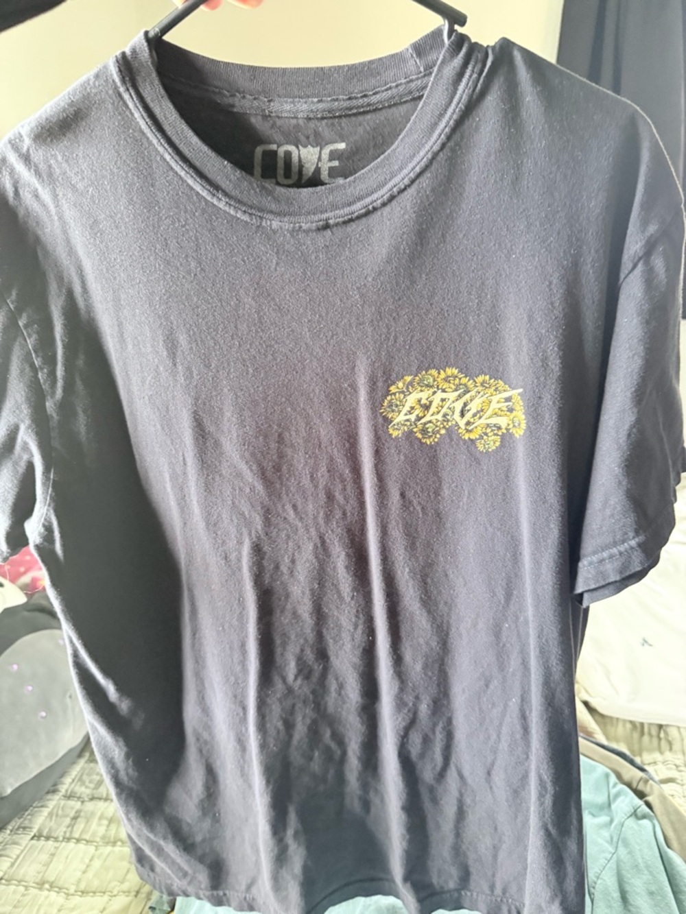 Cove Black Crewneck Tee with White Interior Logo